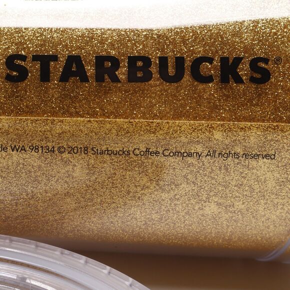Starbucks Coffee 2018 Gold Glitter 20oz Insulated Tumbler & Lid No Straw - Picture 6 of 9